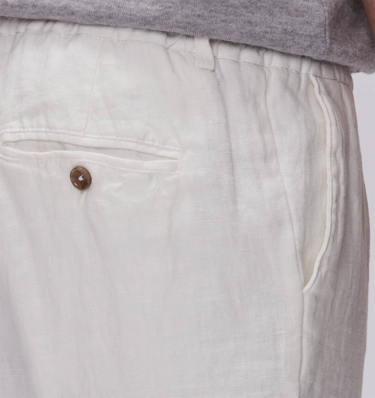 Drawstring linen pant white