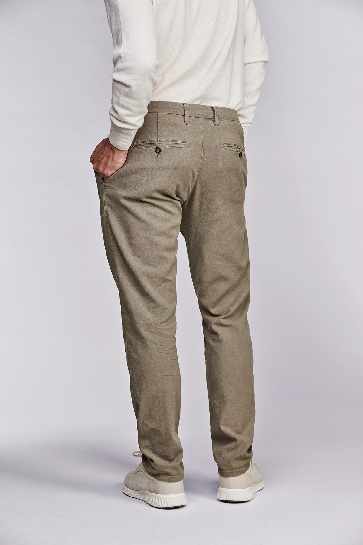 Linen stretch pant Patriot Green