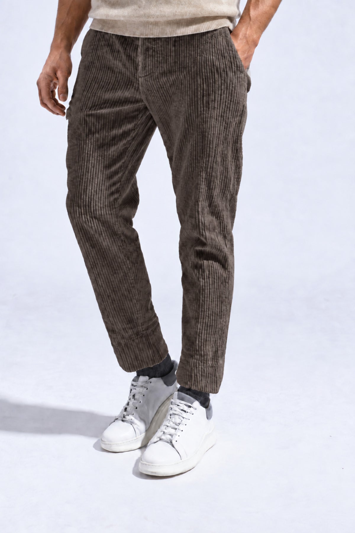 Bouclé Cord Pant Bolt Grey