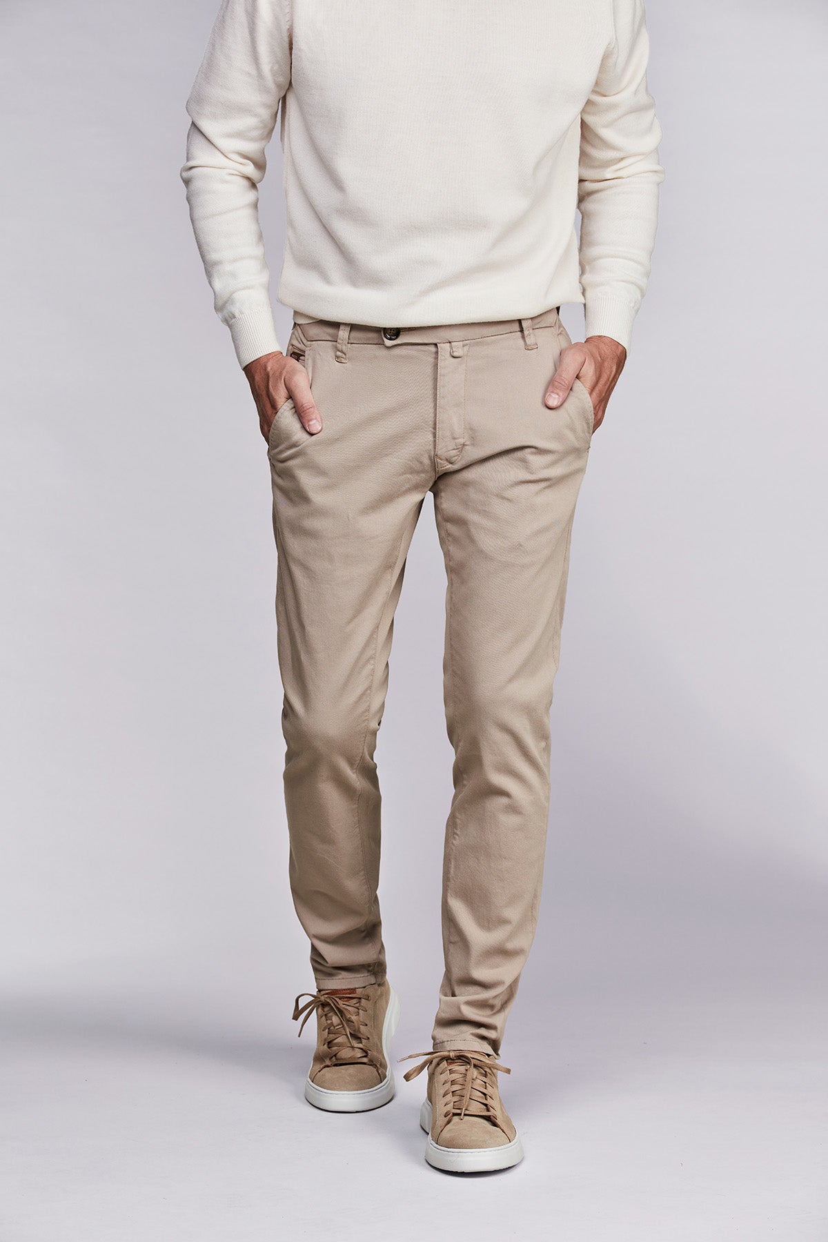Werno Satin Chino Khaki Brown