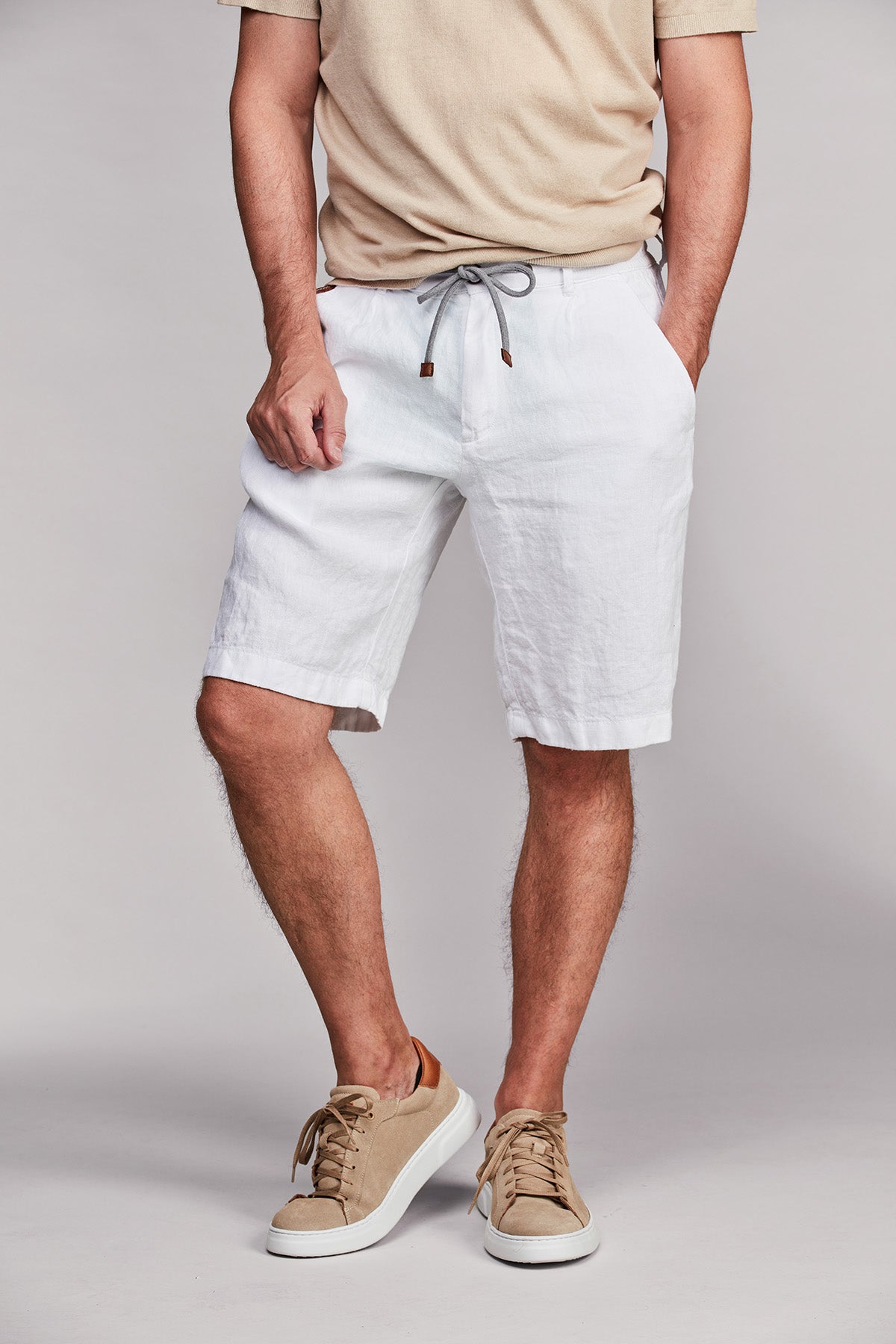 Drawstring linen shorts White