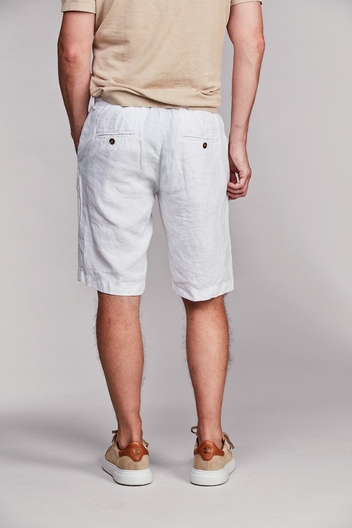 Drawstring linen shorts White