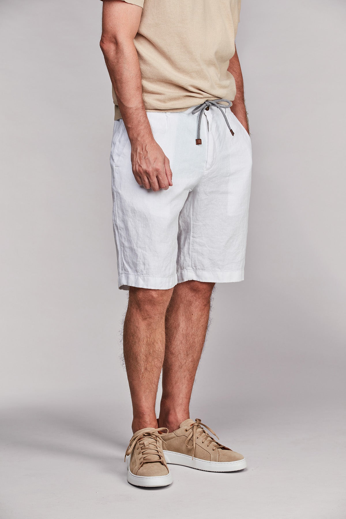 Drawstring linen shorts White