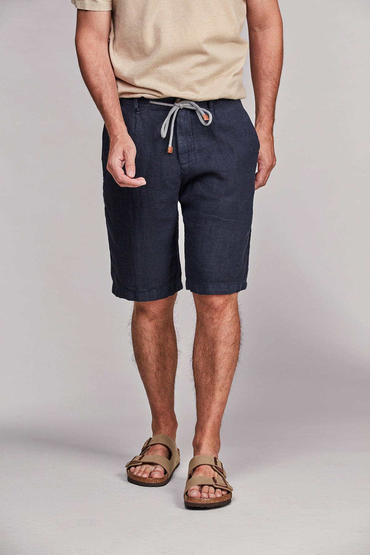 Drawstring linen shorts Navy