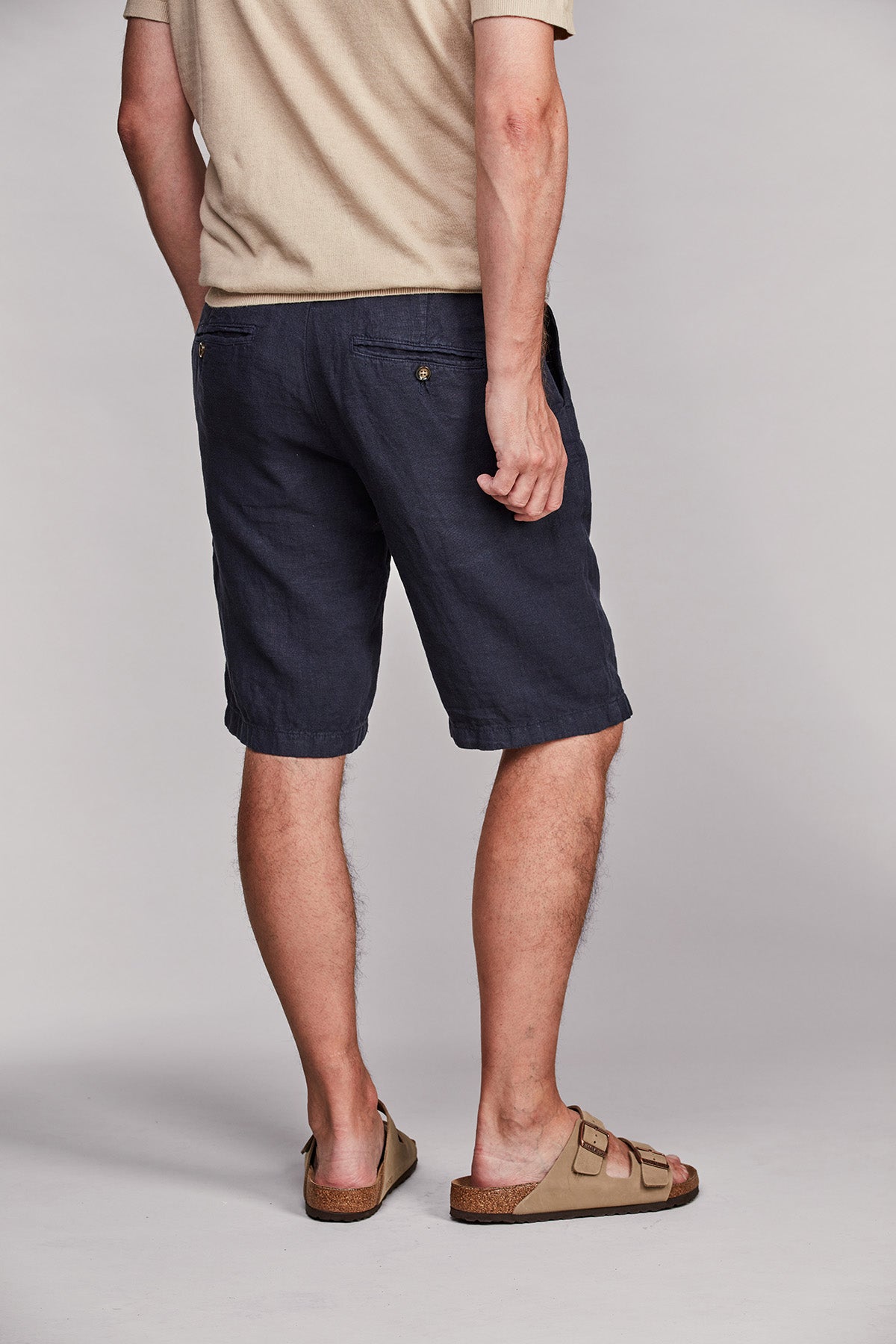Drawstring linen shorts Navy