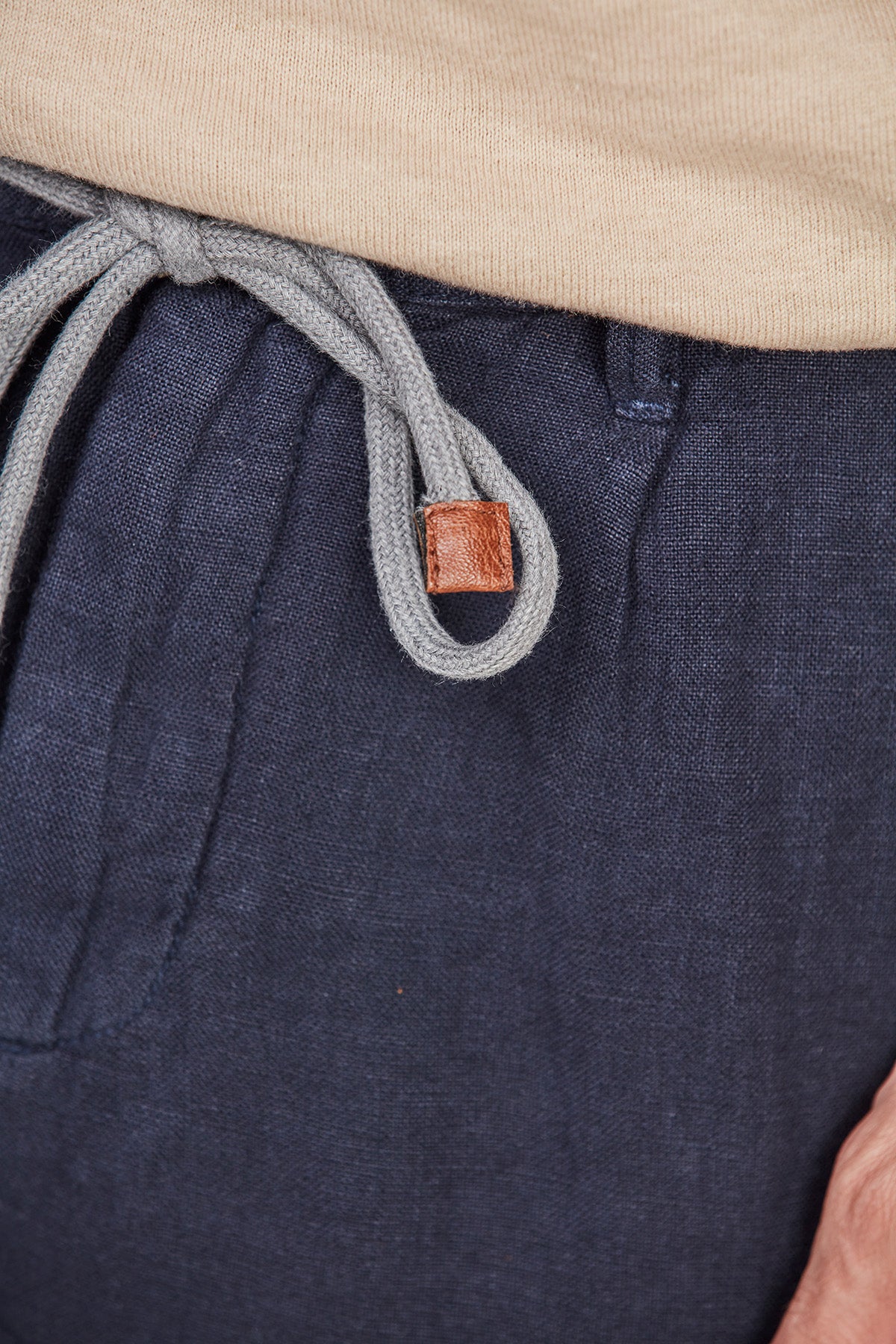 Drawstring linen shorts Navy