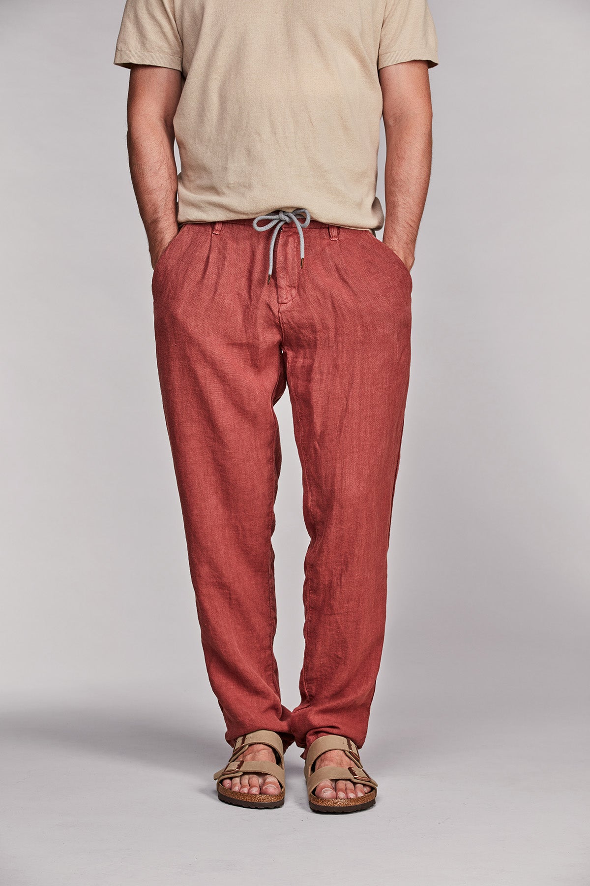 Drawstring linen pant Albi Rust