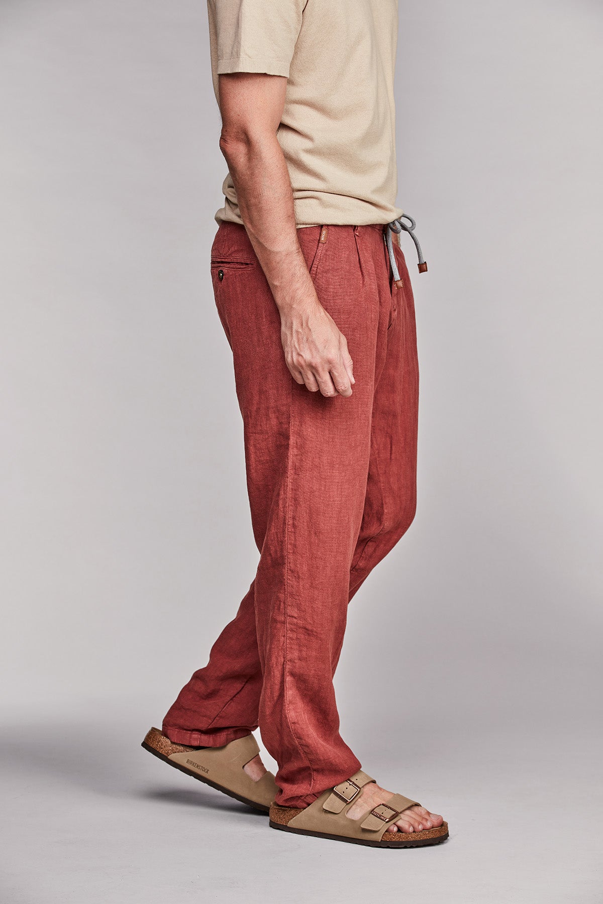 Drawstring linen pant Albi Rust
