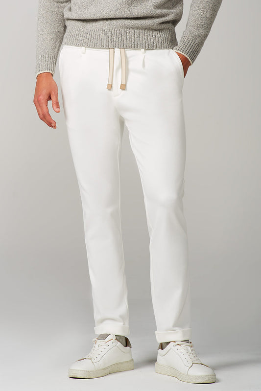 Jersey pleat pant White