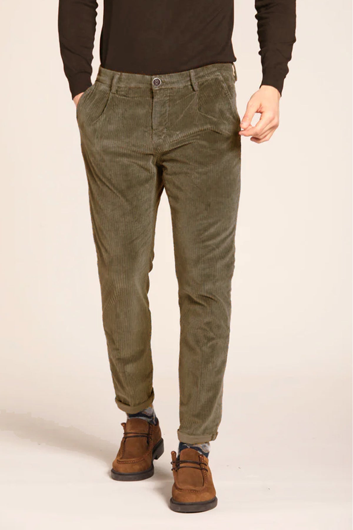 Micro cord chino Patriot green